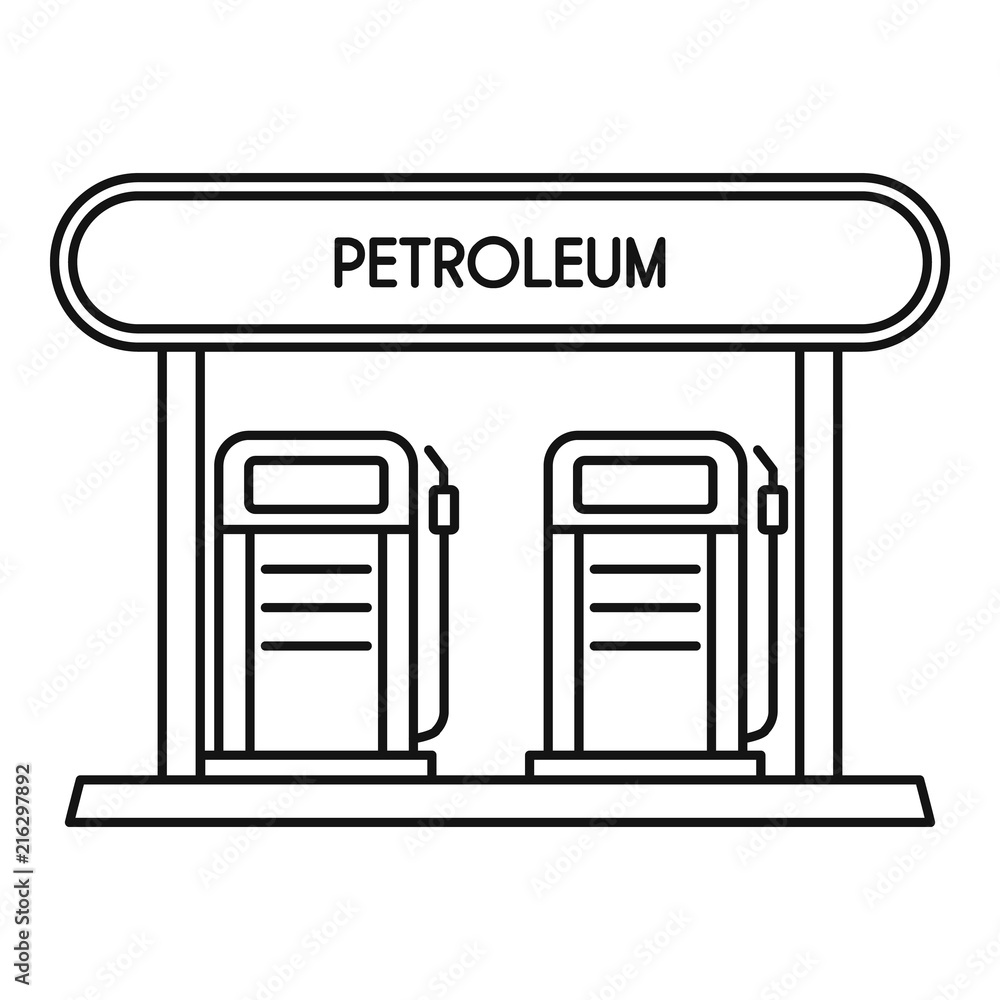 Poster petroleum station icon. outline petroleum station vector icon for web design isolated on white backg