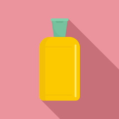 Yellow plastic bottle icon. Flat illustration of yellow plastic bottle vector icon for web design