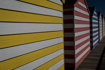 Beach huts in Hastings, East Sussex, England