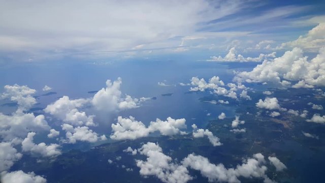 Palawan island seen from above out of plane, Philipinnes