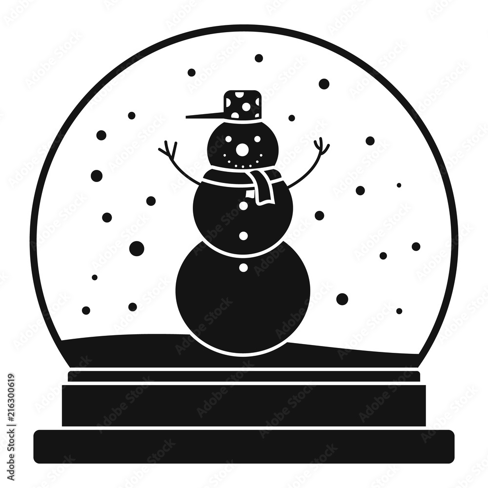 Sticker Snowman glass ball icon. Simple illustration of snowman glass ball vector icon for web design isolated on white background