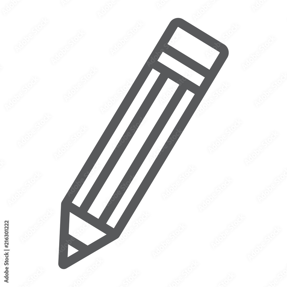 Poster pencil line icon, tools and design, pen sign, vector graphics, a linear pattern on a white backgroun