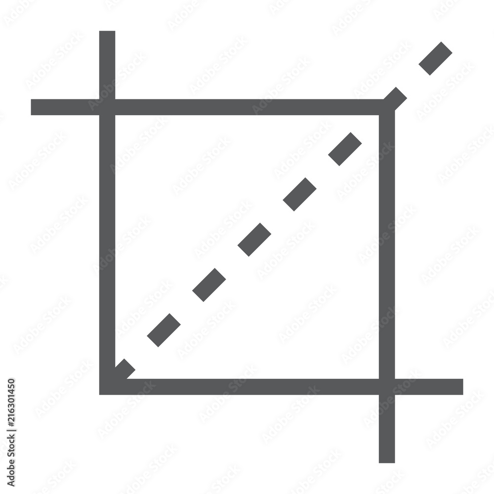 Poster crop tool line icon, tools and design, cut sign, vector graphics, a linear pattern on a white backgr
