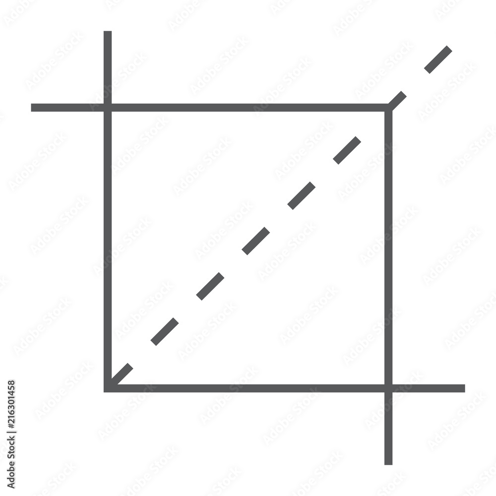 Poster crop tool thin line icon, tools and design, cut sign, vector graphics, a linear pattern on a white b