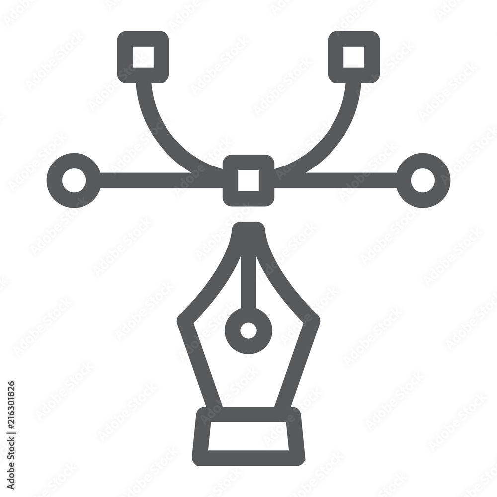 Poster curvature tool line icon, tools and design, curve sign, vector graphics, a linear pattern on a white