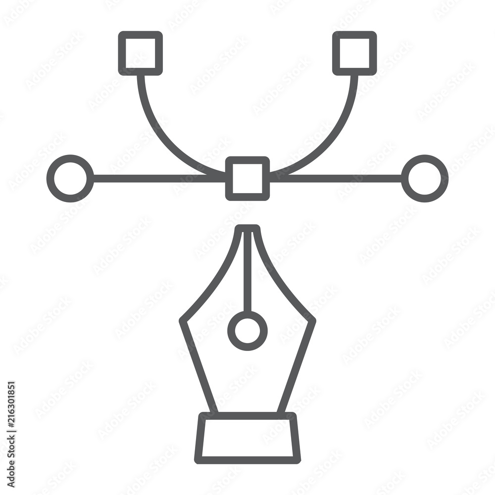 Poster curvature tool thin line icon, tools and design, curve sign, vector graphics, a linear pattern on a 
