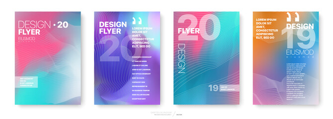 Covers templates set with graphic geometric elements. Applicable for flyer, cover annual report, placards, brochures, posters, banners. Vector illustrations.