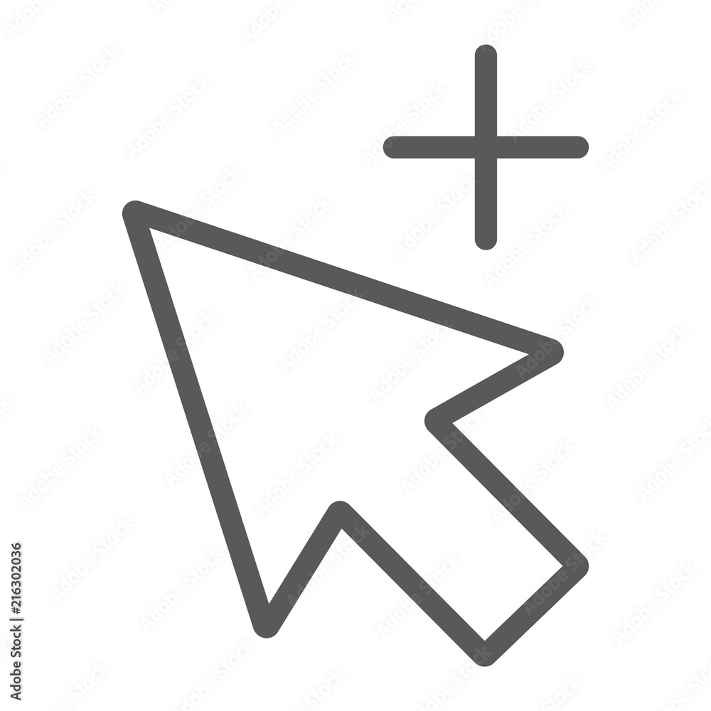 Poster group selection tool line icon, tools and design, arrow sign, vector graphics, a linear pattern on a