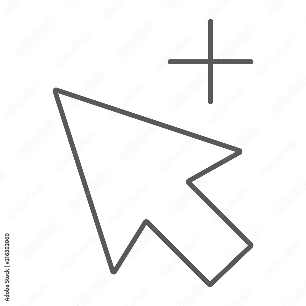 Poster group selection tool thin line icon, tools and design, arrow sign, vector graphics, a linear pattern