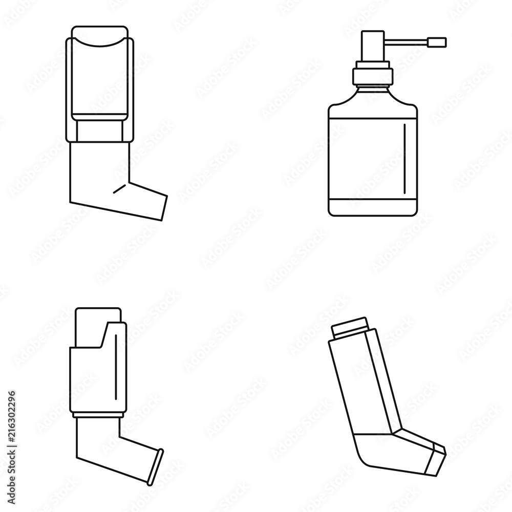 Poster inhaler set icon. outline inhaler set vector icon for web design isolated on white background