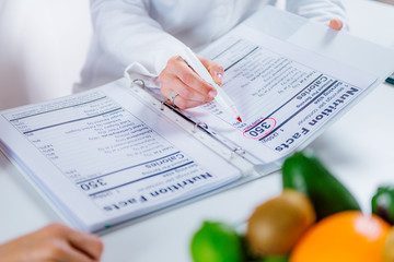 Nutritionist with female patient