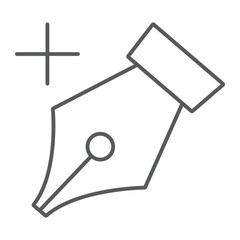 Add anchor thin line icon, tools and design, pen sign, vector graphics, a linear pattern on a white background, eps 10.