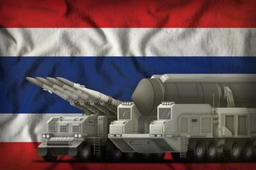 Thailand rocket troops concept on the national flag background. 3d Illustration