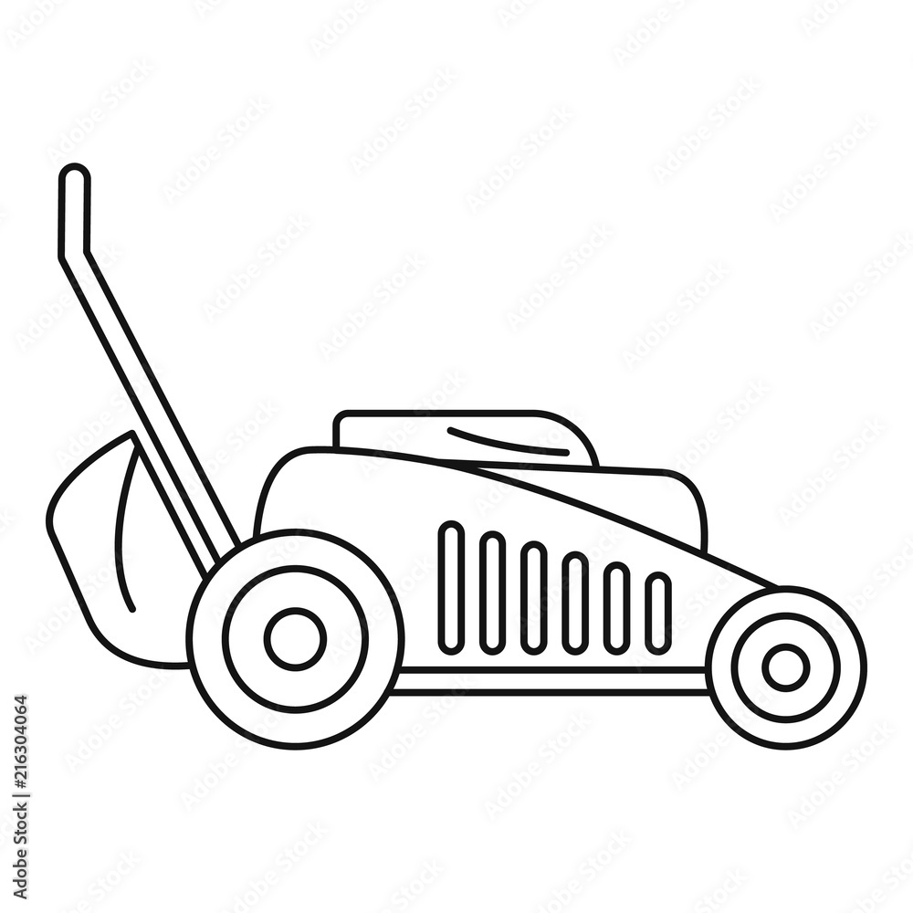 Poster grass cut machine icon. outline grass cut machine vector icon for web design isolated on white backg