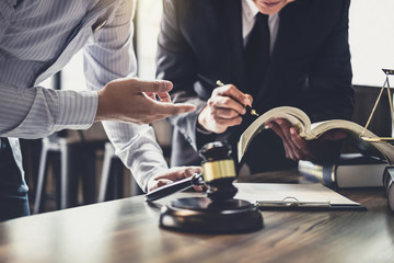 Good service cooperation, Consultation of Businessman and Male lawyer or judge counselor having...
