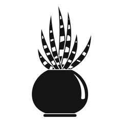 Striped cactus pot icon. Simple illustration of striped cactus pot vector icon for web design isolated on white background