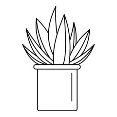 Aloe cactus pot icon. Outline aloe cactus pot vector icon for web design isolated on white background