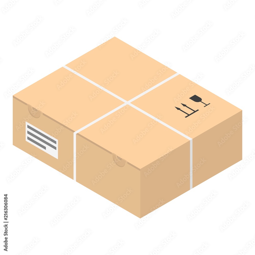 Poster carton box icon. isometric of carton box vector icon for web design isolated on white background