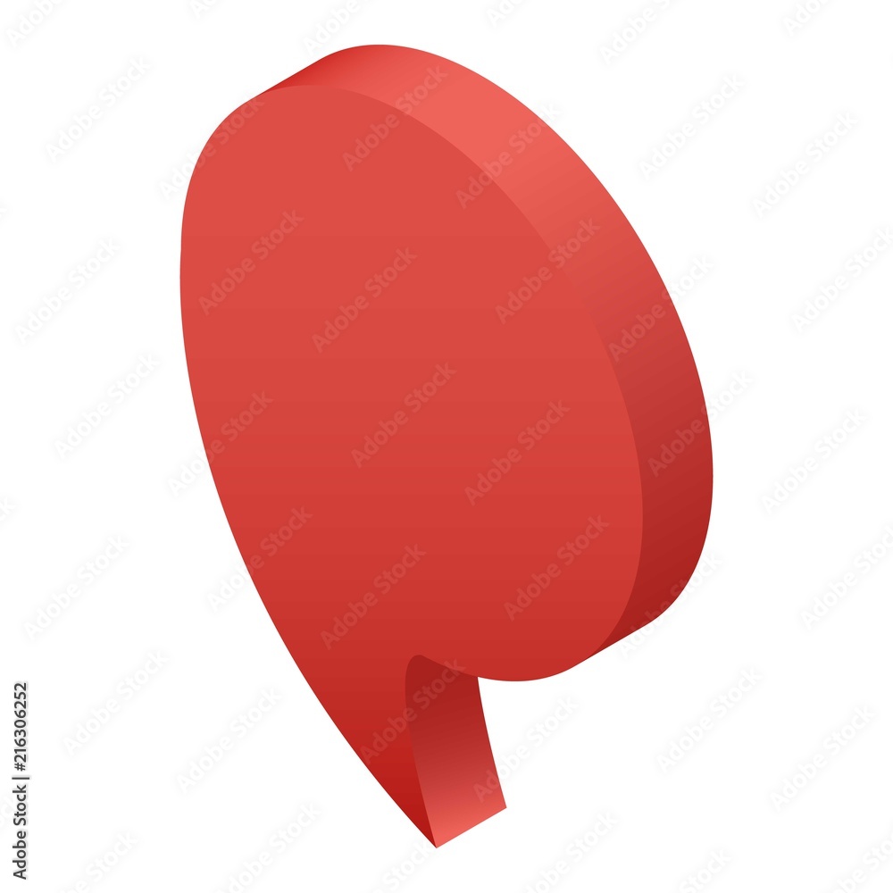 Poster red speech map pin icon. isometric of red speech map pin vector icon for web design isolated on whit