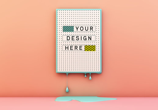 Melting Poster on Peach Wall Mockup