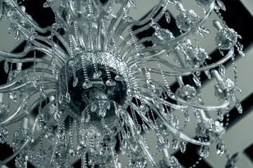 Crystal chandelier close-up. Glamour background with copy space