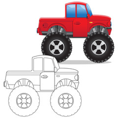Monster Truck. Side view. Isolated on white background. Vector illustration. © caryblade