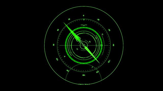 Green HUD Compass Interface Motion Graphic Element