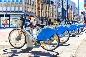 Bicycles for rent in a Luxembourg city