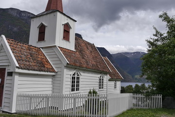 Undredal am Aurlandsfjord, Sogn og Fjordane, Norwegen