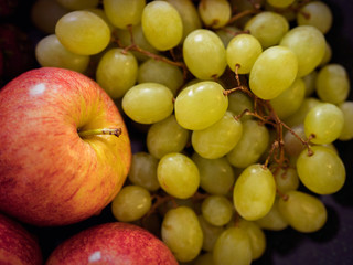 Grapes and Apples Close Up Shot