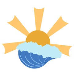 Isolated wave with a sun icon
