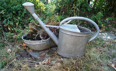 wasser, eimer, garden, alt, gartenarbeit, dose, metall, bewässerung, container, giesskanne,...