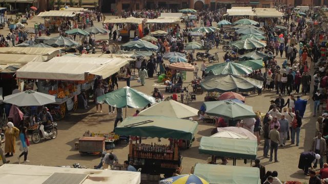 Marrakesh Busy market Djemaa el fna square timelapse 