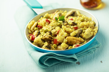 Homemade paella with seafood