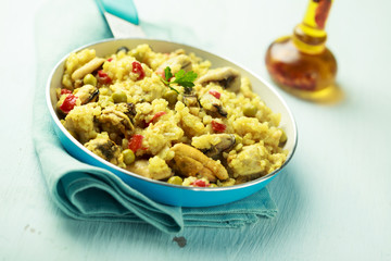 Homemade paella with seafood