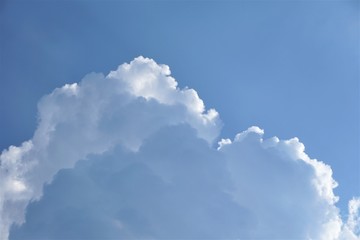 Amazing cumulus clouds and sunlight on the background of clear blue sky, Summer in GA USA.