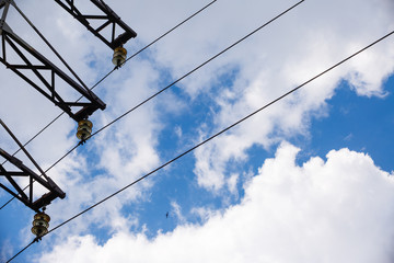 High voltage post. High voltage tower sky background. Electricity is the major energy of the world.