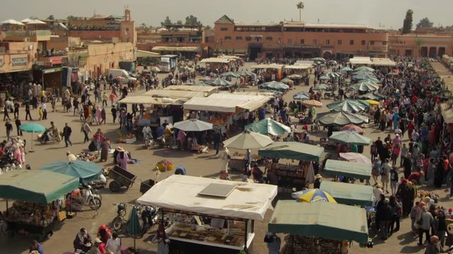 Marrakesh Busy market Djemaa el fna square timelapse 