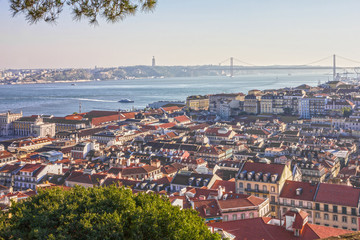 Obraz premium Lisbon houses arhitectural panoramic view, Portugal