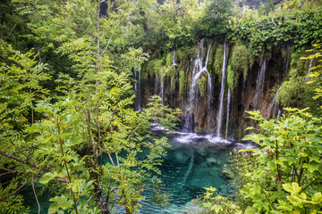 Naklejka premium waterfall lake landscape, Croatia, Plitvice national park