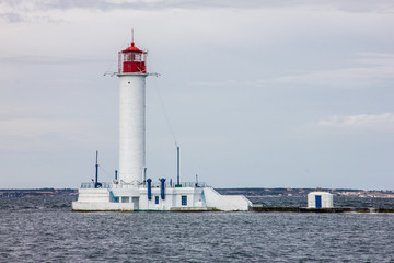 Odessa, Ukraine. Lighthouse Vorontsov harbor sea view