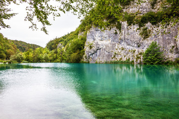 Lake landscape, Croatia. Plitvice lakes national park