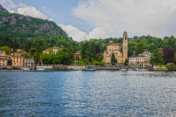 Fototapeta na wymiar Como lake, Lombardy, Mezzegra town coast, Italy