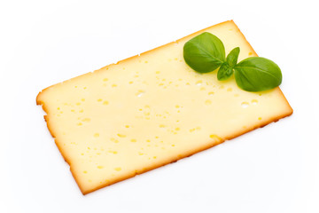 Cheese slices isolated on the white background.