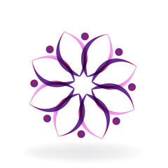 Logo people holding hands doing a lotus flower 