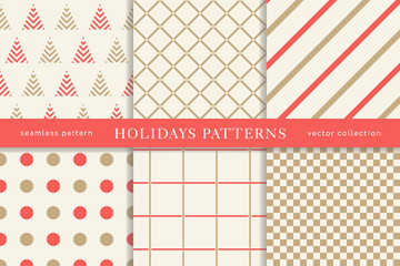 Winter holidays seamless patterns