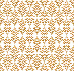 Elegant Golden Damask Floral Vector Seamless Pattern. Decorative Flower Illustration. Abstract Art Deco Background.