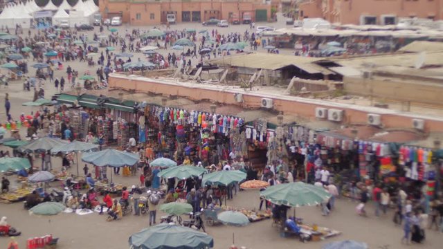 Marrakesh Busy market Djemaa el fna square timelapse 