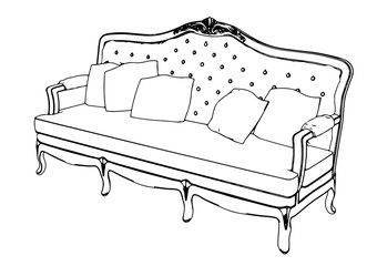 sketch retro sofa vector