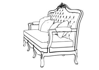 sketch retro sofa vector